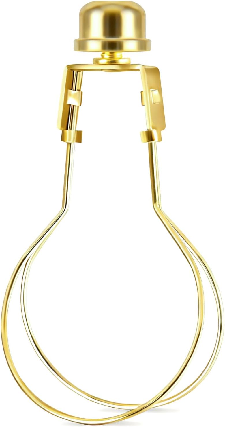 OMOBANU Antique Gold Clip on Lampshade Adapter, Lamp Shade Light Bulb Holder Includes Lamps Finials, Lampshade Levellers, Clip on Lamp Shade, Metal Shade Decorative Holder Furniture Lighting - Image 1